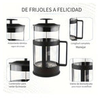 🛒 Prensa Francesa 600ml Cafetera Vidrio Borosilicato Filtro Acero Inoxidable