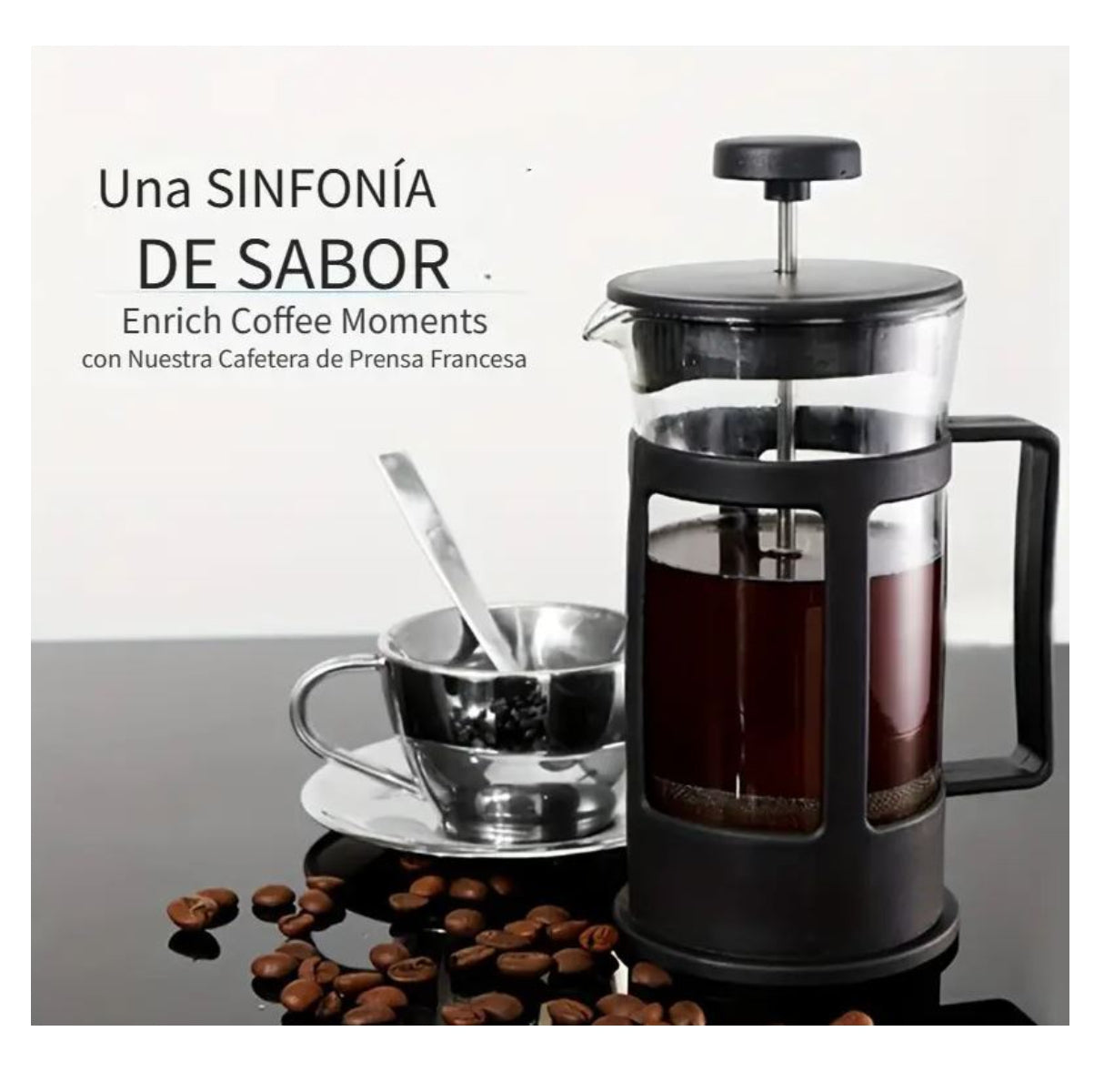 🛒 Prensa Francesa 600ml Cafetera Vidrio Borosilicato Filtro Acero Inoxidable