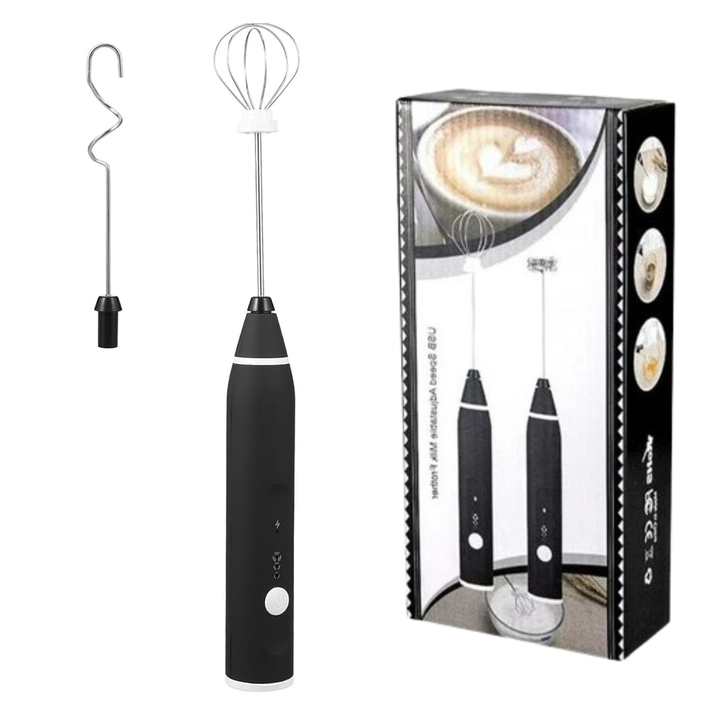 BATIDOR ELÉCTRICO PORTÁTIL – 2 Cabezas | Recargable USB | 1200mAh | Espumador de Leche + Batidor de Huevos + Mezclador