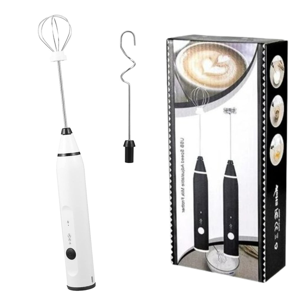 BATIDOR ELÉCTRICO PORTÁTIL – 2 Cabezas | Recargable USB | 1200mAh | Espumador de Leche + Batidor de Huevos + Mezclador