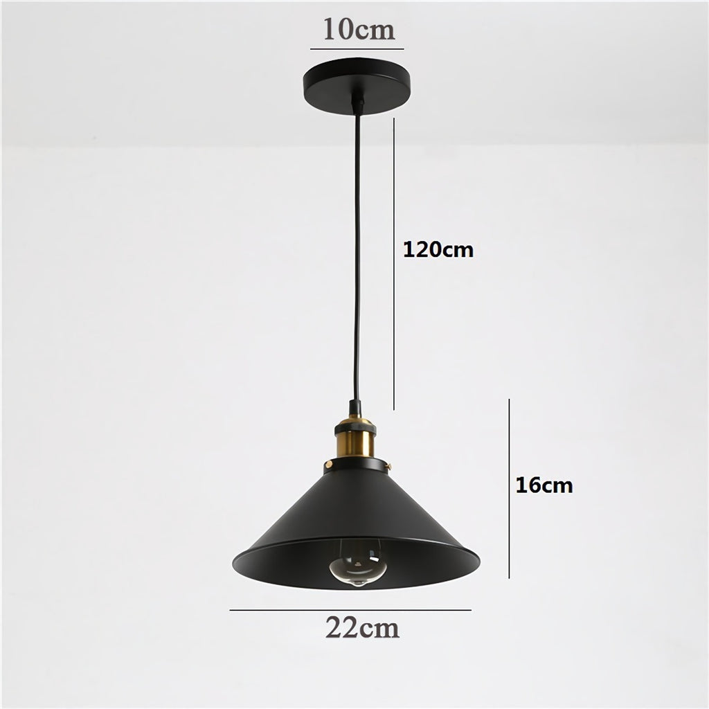 LÁMPARA COLGANTE INDUSTRIAL NOIR GOLD – Negro Mate + Detalles Dorados | INCLUYE BOMBILLO E27 | Cable Ajustable