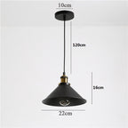 LÁMPARA COLGANTE INDUSTRIAL NOIR GOLD – Negro Mate + Detalles Dorados | INCLUYE BOMBILLO E27 | Cable Ajustable