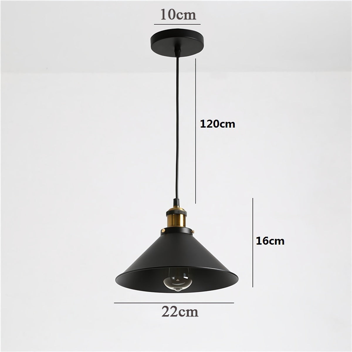 LÁMPARA COLGANTE INDUSTRIAL NOIR GOLD – Negro Mate + Detalles Dorados | INCLUYE BOMBILLO E27 | Cable Ajustable