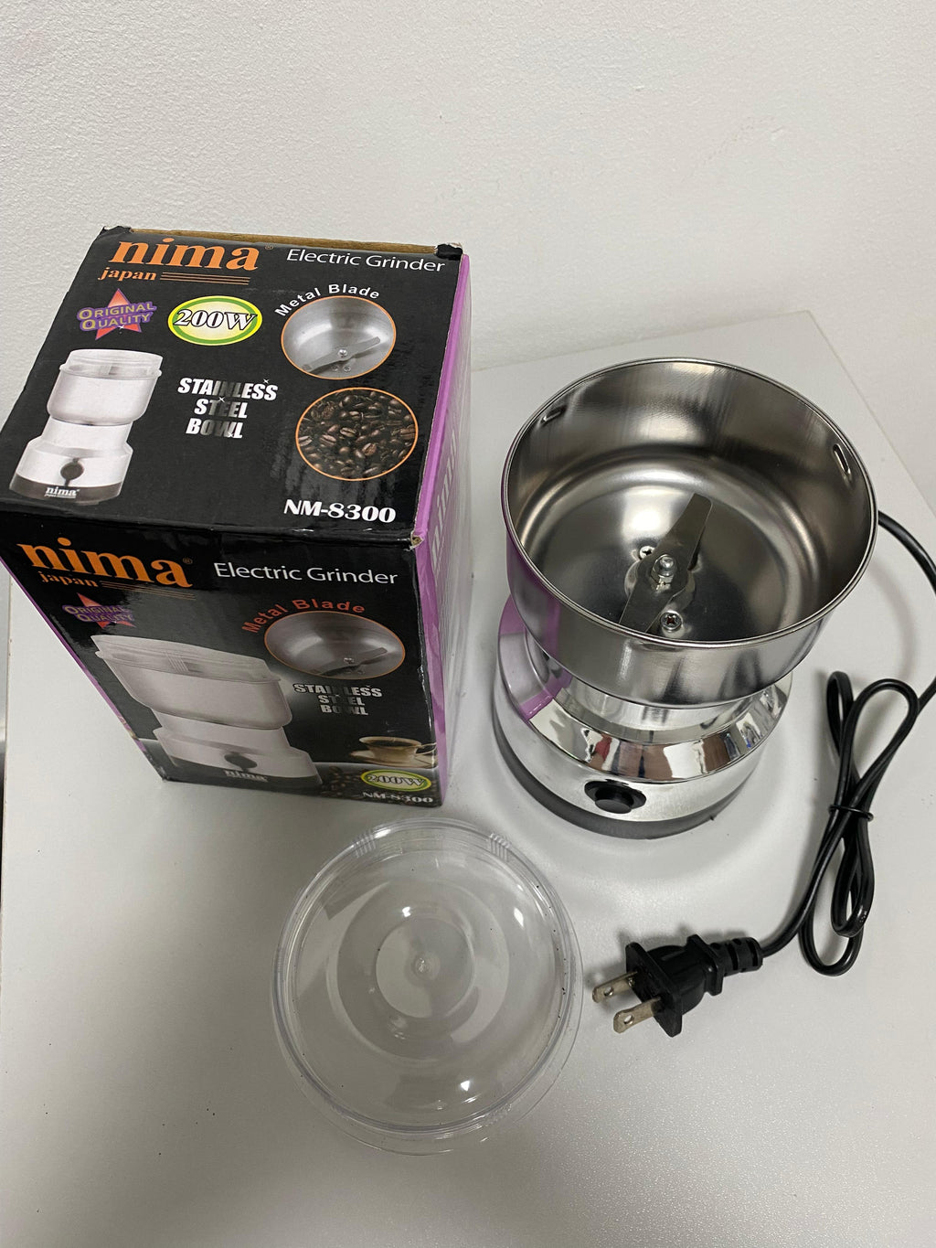 MOLINILLO DE GRANOS ELÉCTRICO – 50g | Tapa Transparente | Acero Inoxidable | 200W | Un Botón