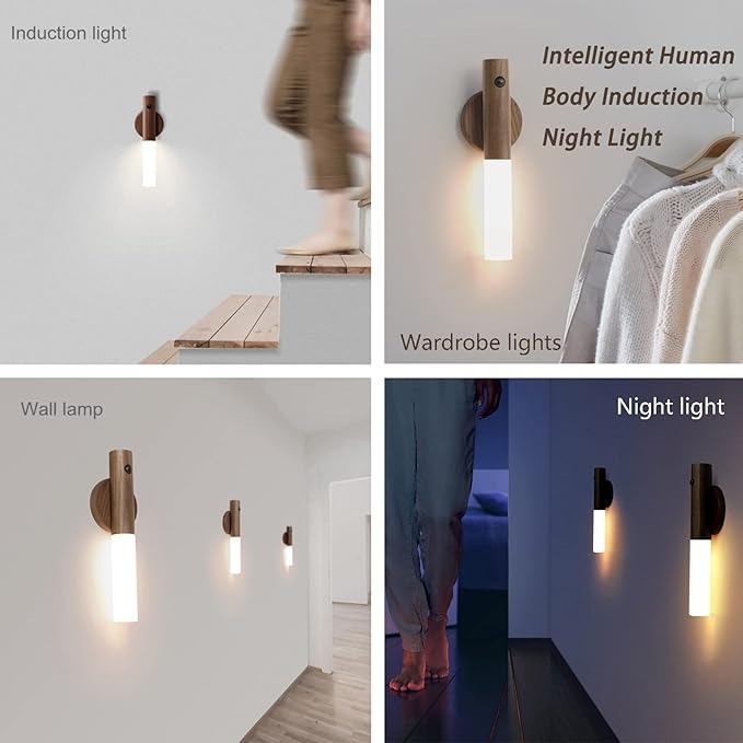 🌙 Lámpara Nocturna LED con Sensor de Movimiento y Base Magnética
