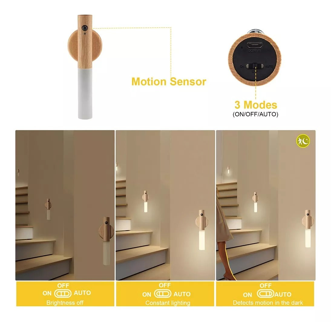🌙 Lámpara Nocturna LED con Sensor de Movimiento y Base Magnética
