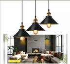 LÁMPARA COLGANTE INDUSTRIAL NOIR GOLD – Negro Mate + Detalles Dorados | INCLUYE BOMBILLO E27 | Cable Ajustable