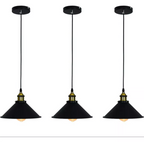 LÁMPARA COLGANTE INDUSTRIAL NOIR GOLD – Negro Mate + Detalles Dorados | INCLUYE BOMBILLO E27 | Cable Ajustable