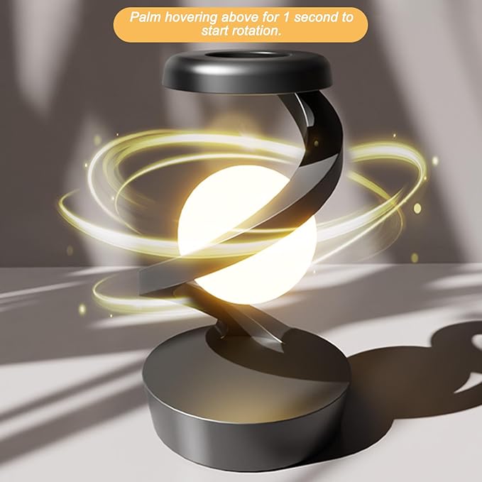 LÁMPARA DE MESA LEVITANTE 3D – Flotación Magnética + Carga Inalámbrica + Control por Gesto + Batería Recargable