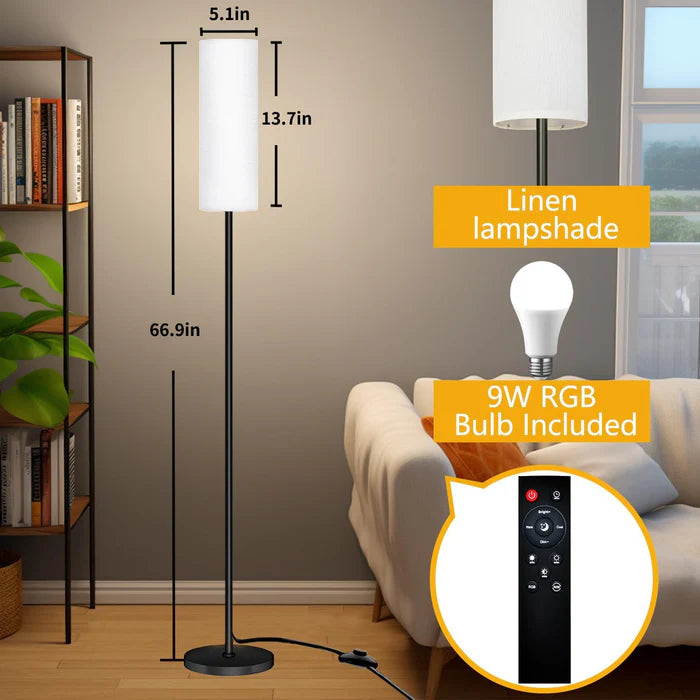 LÁMPARA DE PISO INTELIGENTE ATIKUS – 1.75m | WiFi + Alexa + Google Home + Siri | RGB + Regulación Continua | Foco LED Incluido