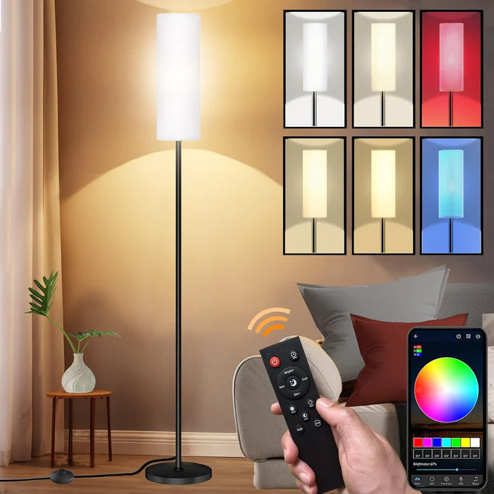 LÁMPARA DE PISO INTELIGENTE ATIKUS – 1.75m | WiFi + Alexa + Google Home + Siri | RGB + Regulación Continua | Foco LED Incluido