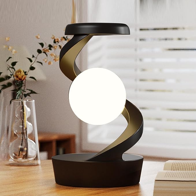 LÁMPARA DE MESA LEVITANTE 3D – Flotación Magnética + Carga Inalámbrica + Control por Gesto + Batería Recargable