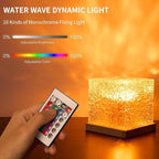 LÁMPARA AURORA GLOW – Medianoche | Efecto Olas de Agua + Sombra | 16 Colores RGB | Control Remoto | USB
