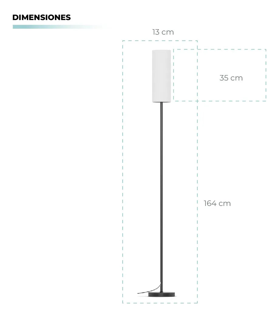 LÁMPARA DE PISO INTELIGENTE ATIKUS – 1.75m | WiFi + Alexa + Google Home + Siri | RGB + Regulación Continua | Foco LED Incluido