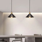 LÁMPARA COLGANTE INDUSTRIAL NOIR GOLD – Negro Mate + Detalles Dorados | INCLUYE BOMBILLO E27 | Cable Ajustable