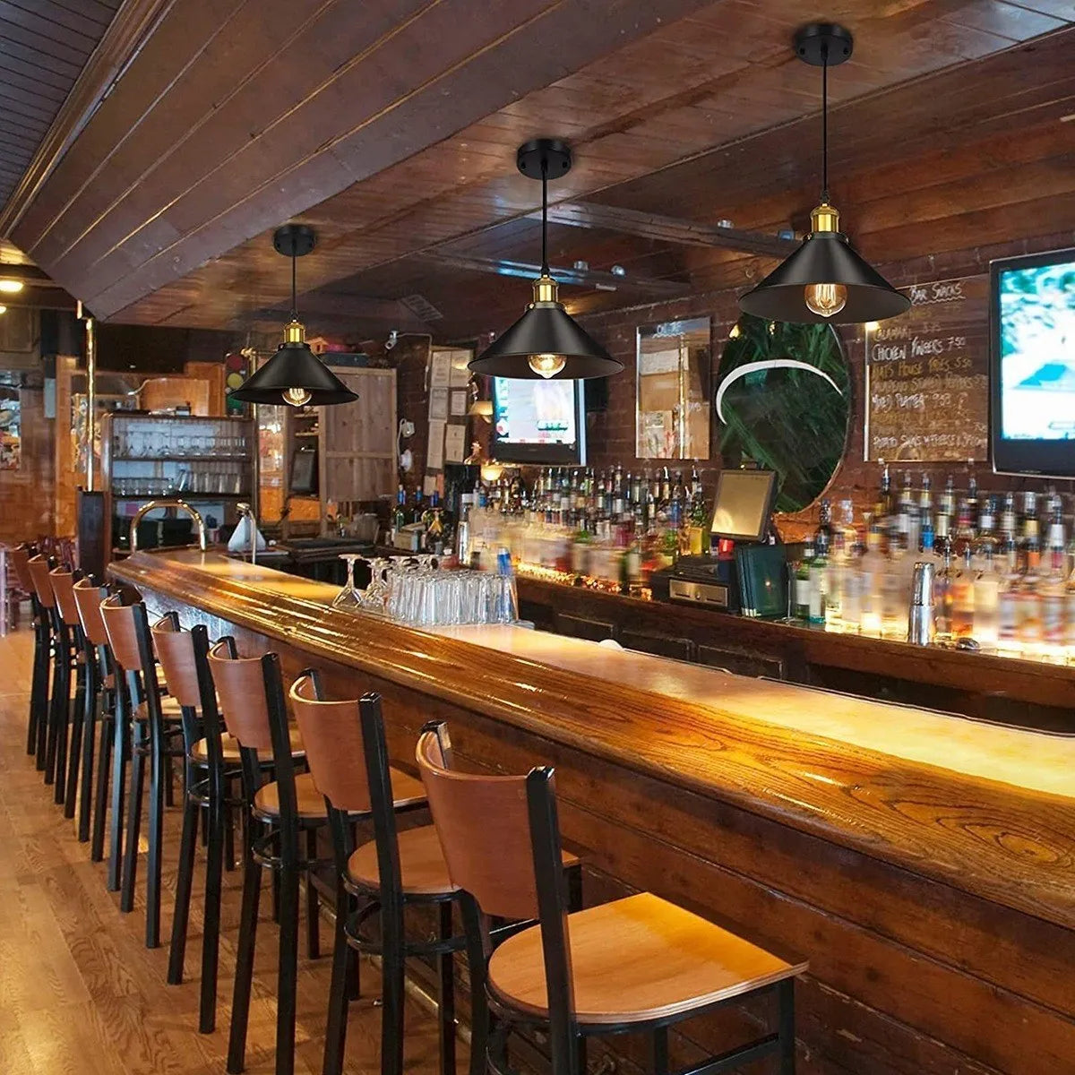 LÁMPARA COLGANTE INDUSTRIAL NOIR GOLD – Negro Mate + Detalles Dorados | INCLUYE BOMBILLO E27 | Cable Ajustable