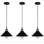 LÁMPARA COLGANTE INDUSTRIAL NOIR GOLD – Negro Mate + Detalles Dorados | INCLUYE BOMBILLO E27 | Cable Ajustable