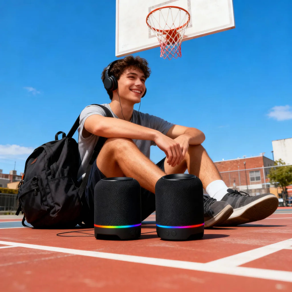 ALTAVOZ BLUETOOTH M25 – Desmontable | Bajos Potentes + Sonido Estéreo HD + Luces RGB + Batería de Larga Duración