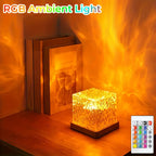 LÁMPARA AURORA GLOW – Medianoche | Efecto Olas de Agua + Sombra | 16 Colores RGB | Control Remoto | USB