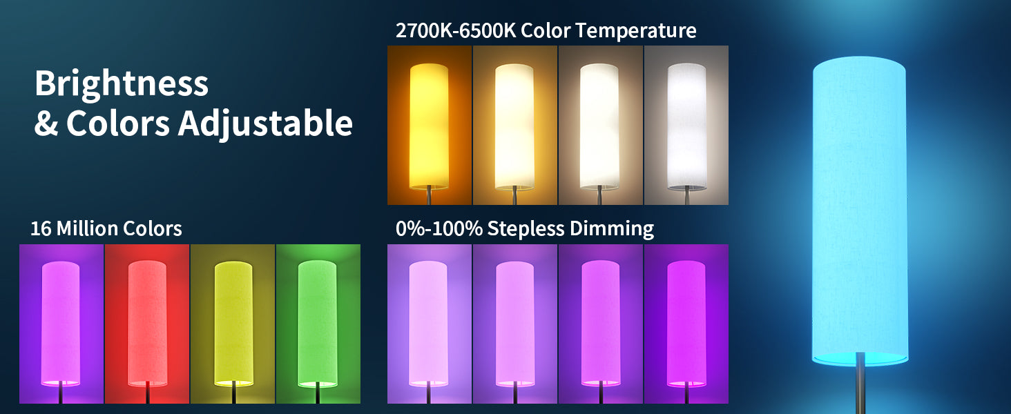 LÁMPARA DE PISO INTELIGENTE ATIKUS – 1.75m | WiFi + Alexa + Google Home + Siri | RGB + Regulación Continua | Foco LED Incluido