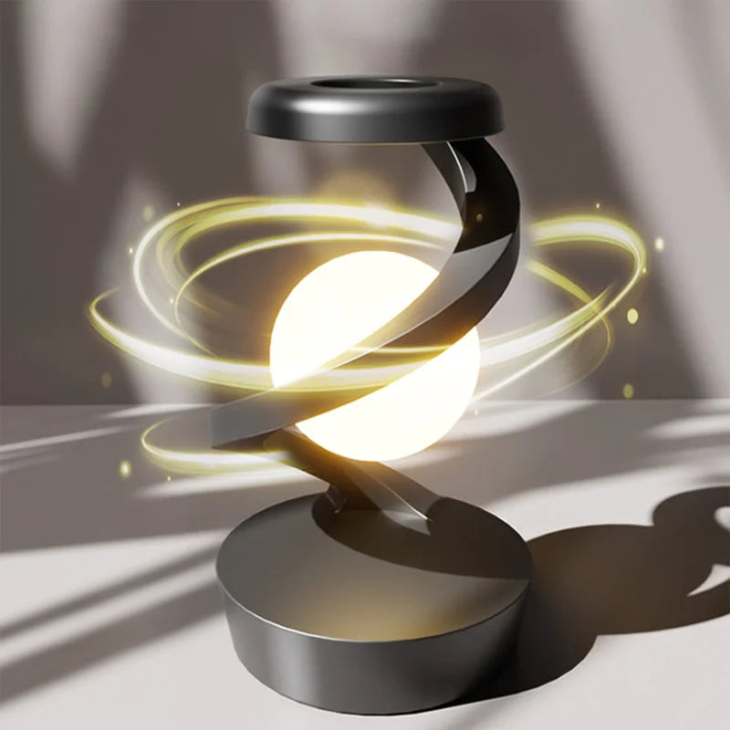 LÁMPARA DE MESA LEVITANTE 3D – Flotación Magnética + Carga Inalámbrica + Control por Gesto + Batería Recargable